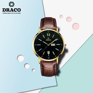 Đồng Hồ Nam - Thương Hiệu DRACO D21-ST01 " The First boy" đen dây da bò nâu