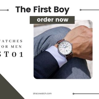Đồng Hồ Nam - Thương Hiệu DRACO D21-ST01 " The First boy" trắng dây da bò nâu
