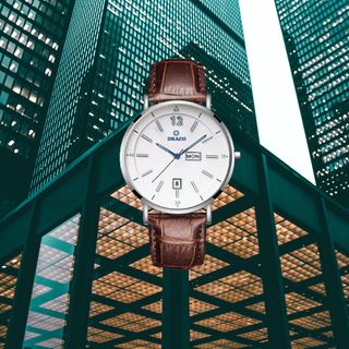 Đồng Hồ Nam - Thương Hiệu DRACO D21-ST01 " The First boy" trắng dây da bò nâu