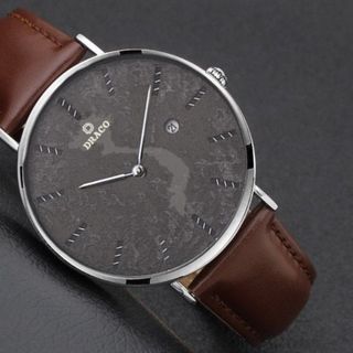 Đồng Hồ Nam - Thương Hiệu DRACO D22-ST03 "Vietnamese Boy" viền bạc dây da bò nâu