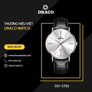 Đồng Hồ Nam - Thương Hiệu DRACO D21-ST02 "Classic Boy" trắng dây da bò đen
