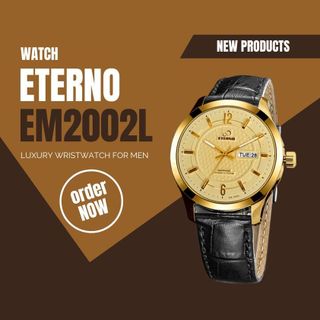 Đồng Hồ Nam - Thương Hiệu ETERNO EM2002L DA ĐEN FULL VÀNG
