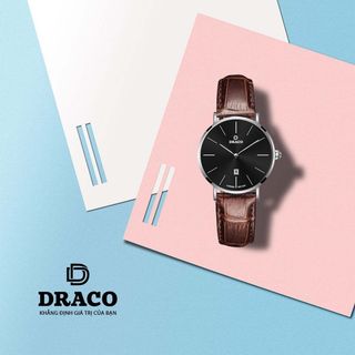 Đồng Hồ Nữ - Thương Hiệu DRACO D22-STN02 "Classic Girl" đen dây da bò nâu