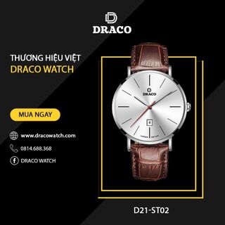 Đồng Hồ Nam - Thương Hiệu DRACO D21-ST02 "Classic Boy" trắng dây da bò nâu
