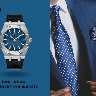 Đồng Hồ Nam - Thương Hiệu DRACO D22-DR04 “Revolution Watch” xanh dây da bò đen