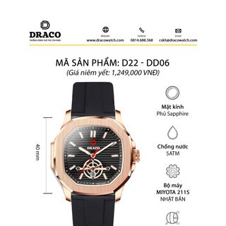 Đồng Hồ Nam - Thương Hiệu Việt Draco D22-DD06 - " Decision" Vàng - thời trang nam thể thao