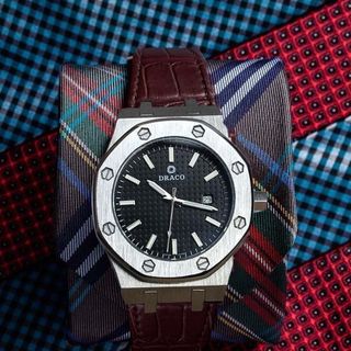 Đồng Hồ Nam - Thương Hiệu DRACO D22-DR04 “Revolution Watch” đen dây da bò nâu