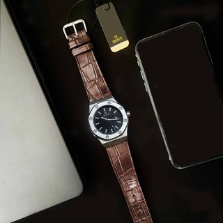 Đồng Hồ Nam - Thương Hiệu DRACO D22-DR04 “Revolution Watch” đen dây da bò nâu