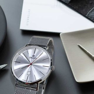 Đồng Hồ Nam - Thương Hiệu DRACO D21-ST02 "Classic Boy" trắng dây lưới bạc
