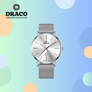 Đồng Hồ Nam - Thương Hiệu DRACO D21-ST02 "Classic Boy" trắng dây lưới bạc