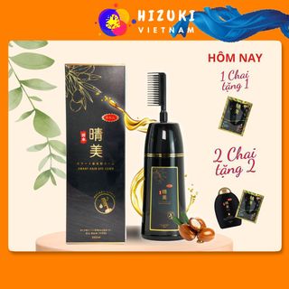 Dầu gội phủ bạc thảo dược Komi Nhật Bản dạng lược phủ màu nhanh hương thảo dược dễ chịu the mát da đầu chai 350ml