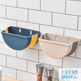 Thùng rác tròn đa năng gấp gọn treo kẹp tủ bếp nhựa dẻo siêu bền cho căn nhà