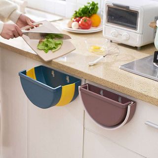 Thùng rác tròn đa năng gấp gọn treo kẹp tủ bếp nhựa dẻo siêu bền cho căn nhà