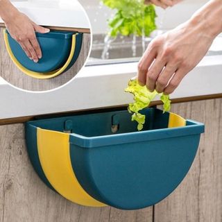 Thùng rác tròn đa năng gấp gọn treo kẹp tủ bếp nhựa dẻo siêu bền cho căn nhà