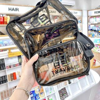 Set 3 túi trong suốt đựng đồ, mỹ phẩm du lịch thời trang