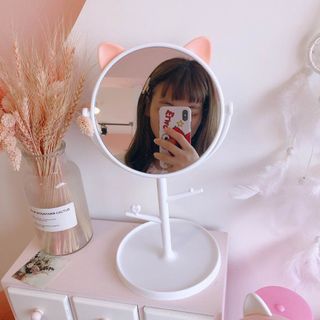 Gương soi để bàn mèo cao