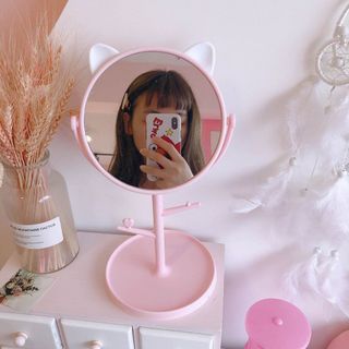 Gương soi để bàn mèo cao