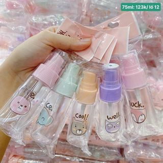 Lố 12 chai chiết mỹ phẩm vòi, xịt nắp 75ml