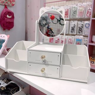 Hộc đựng đồ trang điểm có khay size to kèm gương soi