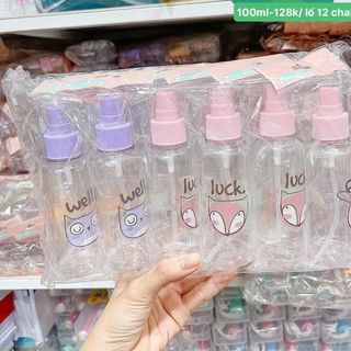 Lố 12 chai chiết mỹ phẩm vòi, xịt nắp 100ml