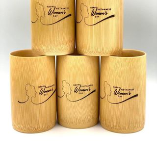 CỐC TRE UỐNG NƯỚC - LY TRE DECOR KHẮC CHỮ HAPPY WOMEN'S DAY