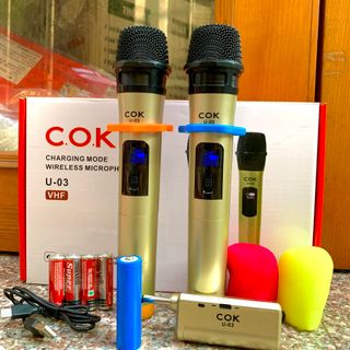 Bộ 2 Micro Không Dây COK U-03 Bảo Hành 12 tháng Micro Chuyên Dành Cho Mọi Loa Kéo Và Âm Ly Đổi Mới Trong Vòng 7 Ngày