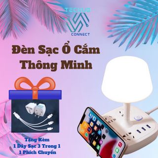 Đèn ngủ để bàn , điều chỉnh độ sáng tích hợp ổ cắm đa năng có cổng usb tiện lợi