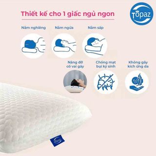 Gối cao su non người lớn cao cấp chính hãng TOPAZ có lỗ thông hơi thoáng khí nâng đỡ đốt sống cổ chống đau mỏi vai gáy