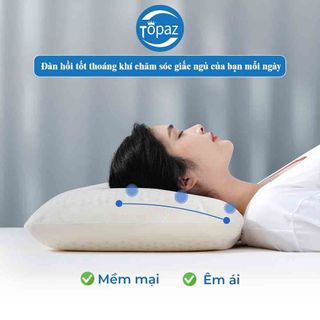 Gối cao su non người lớn cao cấp chính hãng TOPAZ có lỗ thông hơi thoáng khí nâng đỡ đốt sống cổ chống đau mỏi vai gáy