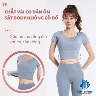 Bộ Quần Áo Tập Gym Nữ, Set Đồ Thun BTG01 Tập Thể Thao, Yoga, Aerobic Ôm Body Tôn Dáng Lưng Cao Có Mút Ngực