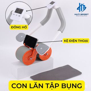 Con Lăn Tập Bụng Có Trợ Lực Chuyển Đổi Dễ Dàng 2 Bánh Cao Cấp, Có Đồng Hồ Thông Minh