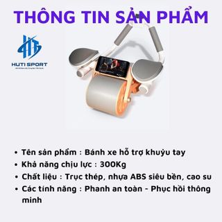 Con Lăn Tập Bụng Có Trợ Lực Chuyển Đổi Dễ Dàng 2 Bánh Cao Cấp, Có Đồng Hồ Thông Minh