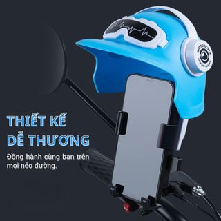Giá đỡ điện thoại xe máy có mũ bảo hiểm che, giá kẹp gắn điện thoại trên xe máy bằng kim loại cao cấp