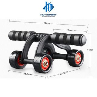 Con Lăn Tập Bụng HUTI SPORT Dụng Cụ Tập Cơ Bụng Tập Gym Thể Dục Tại Nhà 4 Bánh Xe AB Slimmer