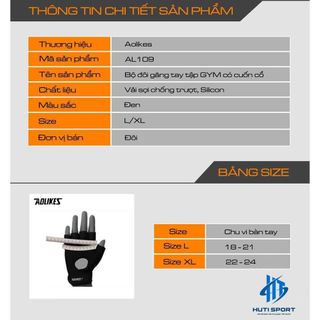 Bao Tay Tập Gym, Găng Tay Tập Tạ Thể Hình Xà Đơn Nam Nữ Có Đai Cuốn Cao Cấp Aolikes AL109