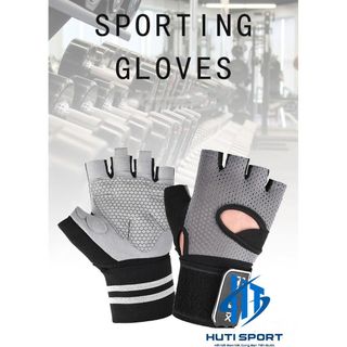 Găng Tay Tập Gym Nam Nữ HUTI SPORT Có Cuốn, Bao Tay Tập Tạ Thể Hình Xà Đơn Thể Thao Có Cuốn Cổ Tay
