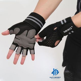 Găng Tay Tập Gym Nam Nữ HUTI SPORT Có Cuốn, Bao Tay Tập Tạ Thể Hình Xà Đơn Thể Thao Có Cuốn Cổ Tay