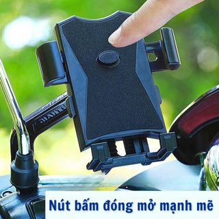 Giá đỡ kẹp điện thoại xe máy chống rung, giá đỡ điện thoại xe máy có nút ấn đóng mở cao cấp