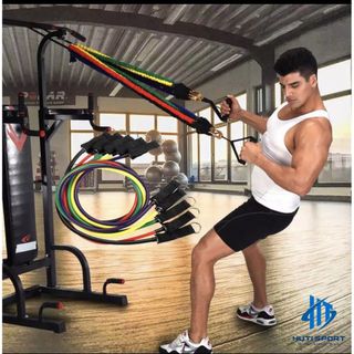 Bộ 5 Dây Đàn Hồi Kháng Lực HUTI SPORT Tập Full Body, Dụng Cụ Tập Thể Hình Tại Nhà Đa Năng
