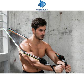 Bộ 5 Dây Đàn Hồi Kháng Lực HUTI SPORT Tập Full Body, Dụng Cụ Tập Thể Hình Tại Nhà Đa Năng