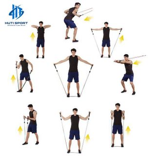 Bộ 5 Dây Đàn Hồi Kháng Lực HUTI SPORT Tập Full Body, Dụng Cụ Tập Thể Hình Tại Nhà Đa Năng