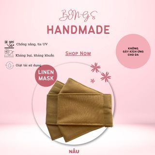 Khẩu trang vải LINEN màu trơn 3 lớp khẩu trang 4D [size L] - MÀU NÂU