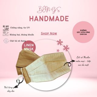 Khẩu trang vải LINEN màu trơn 3 lớp khẩu trang 4D [size L] - MÀU NÂU