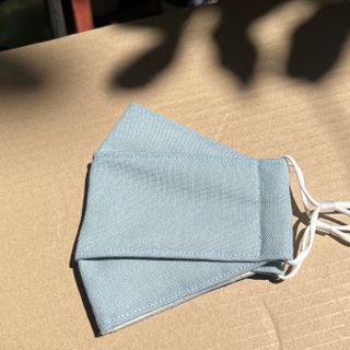 Khẩu trang vải LINEN màu trơn 3 lớp khẩu trang 4D [size L] - MÀU XANH