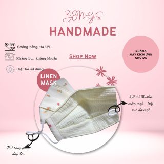 Khẩu trang vải 3D (3 lớp) kháng khuẩn chống bụi -Hoạ Tiết Hoa Dây Hồng Mềm Mại