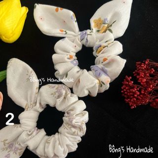 [Handmade] Dây cột tóc Scrunchies tai thỏ hoa nhí dễ thương giá sỉ