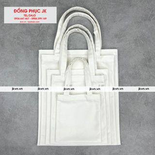 [Nhận In Theo Yêu Cầu] Túi bố vải canvas trơn màu trắng nhiều size - không đáy