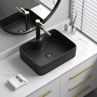 Chậu lavabo màu đen mờ kiểu vuông hoặc tròn, mã L212