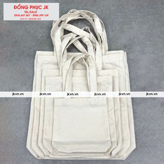 Túi vải bố, Túi vải Canvas trơn màu Trắng có đáy - không khóa kéo [Nhận In Theo Yêu Cầu]