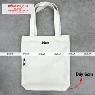 Túi vải bố, Túi vải Canvas trơn màu Trắng có đáy - không khóa kéo [Nhận In Theo Yêu Cầu]